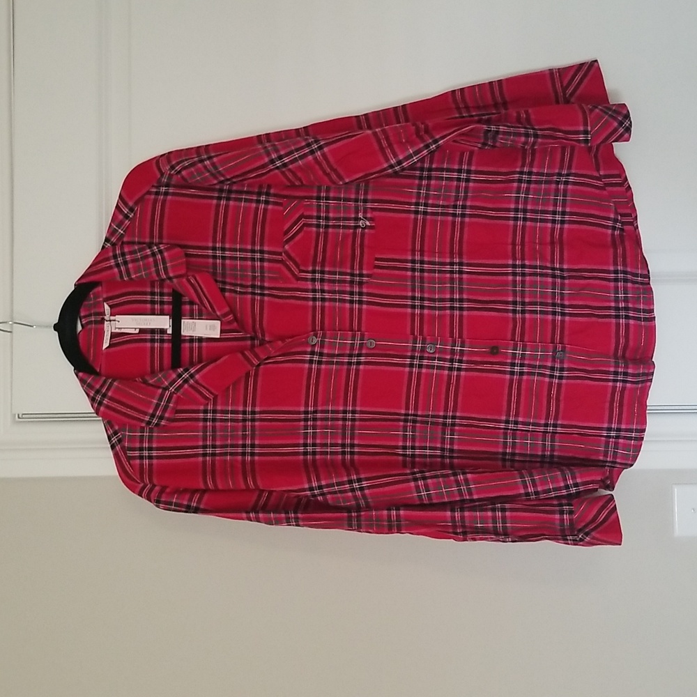 Victoria Secret NWT soft plaid flannel pijama top size Large